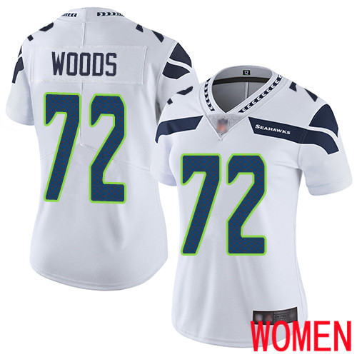 Seattle Seahawks Limited White Women Al Woods Road Jersey NFL Football 72 Vapor Untouchable
